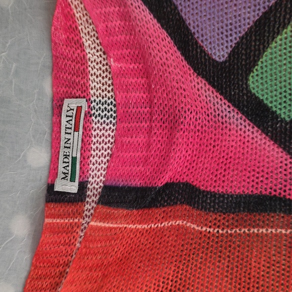 Made In Italy Colorful Abstract Face Print Women's Top One Size . - Picture 3 of 7